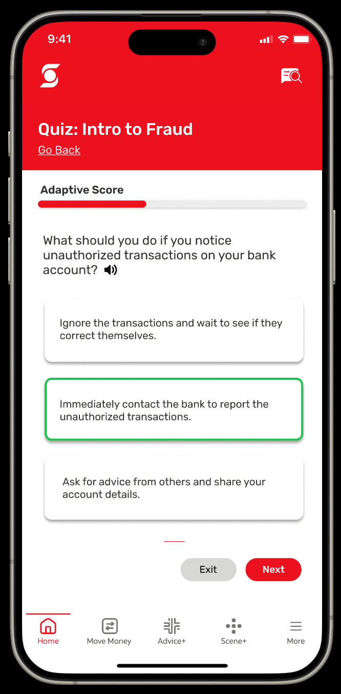 Fraud Fighters quiz flow